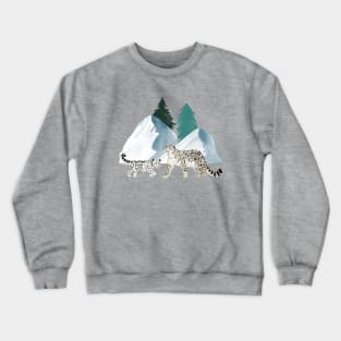 Snow Leopards on a Snowy Day Crewneck Sweatshirt